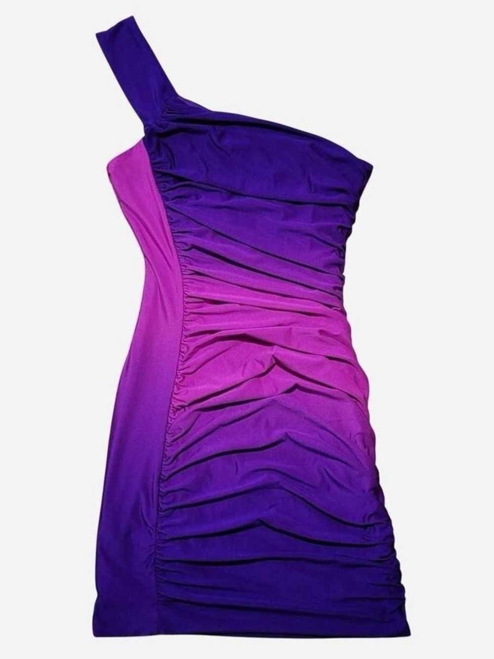 Y2K One Shoulder Ombre Mini Dress in Purple and Pink